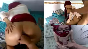 Ukhti Jilbab Merah Kacamata Pasrah Digoyang Doggy poster